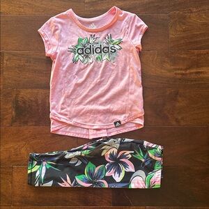 Adidas Girls 2-Piece Floral Tunic and Capri Leggings Set - Size 3T